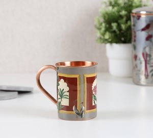 Premium Quality 100% Pure Copper <b>Mug</b> with Printed Enamel Coating, Ergonomic Handle, Durable Floral Patterned Copper Tumbler Cup - Product Image 5
