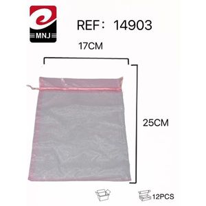 MNJ Mesh <b>Drawstring</b> <b>Bag</b> 17X25Cm Pink Gift Packaging 12Pcs - Product Image 1