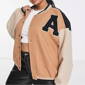 Direct Factory Supplier Women's Breathable Cotton Wool Short Winter Cropped <b>Varsity</b> <b>Jacket</b> with Custom Logos Finished Windproof - Product Image 4