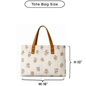 Bolso Tote Bohemio Acolchado Floral con Asas de Cuero Marrón, Estilo Vintage, para Uso Diario en Verano, Tela de Algodón, Impresión a Mano Premium - Product Image 6