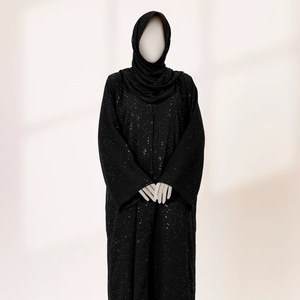 Robe Abaya Premium pour Femme en Satin à Carreaux, Design Modeste Musulman, Respirante, Écologique, avec Hijab Assorti, Emballage Prêt à la Vente - Product Image 1