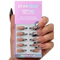 Kit de faux ongles à presser de qualité supérieure, longs, forme stiletto, en gel souple, avec French manucure 3D, style gothique Halloween, faits main, vente en gros