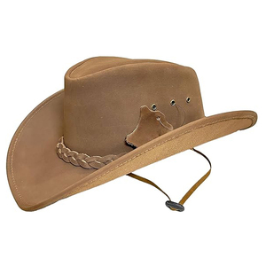 Unisex Brown Leather Cowboy <b>Hat</b> Adjustable <b>Band</b> Outdoor Casual Adult Spring Summer Style 2026 - Product Image 1