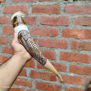 Corne à boire en corne de taureau naturelle, sculptée à la main, style bateau viking, mug à bière premium au meilleur prix - Product Image 2