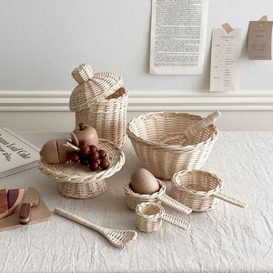 Juguetes de aprendizaje temprano, juego de cocina de ratán natural, juego de utensilios de cocina para niños, juego de cocina de alta calidad. - Product Image 6