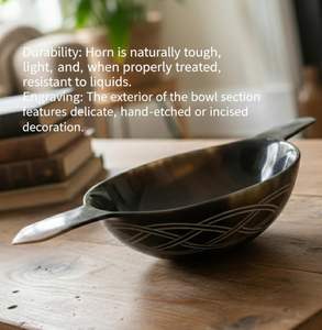 Grand Bol en Corne Naturelle avec Poignées pour la Cuisine, Décoration ou Service Alimentaire pour Fêtes – Offre Spéciale – Bol à Fruits et Salades en Corne - Product Image 5