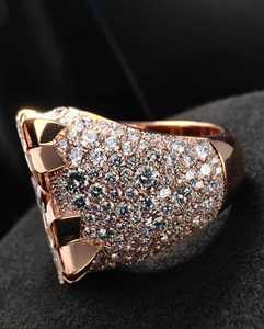 Rose Gold Color <b>Iced</b> Moissanite <b>Ring</b> Geometric Spike Pendant <b>Ring</b> Custom Jewelry Gift - Product Image 3
