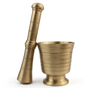 Strong Premium Brass Mortar And Pestle Set For <b>Grinding</b> Spices Herbs Seeds And Preparing Fresh Masala - Product Image 6