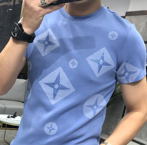 Camisetas de Manga Corta con Cuello Redondo para Hombre, al por Mayor, de Alta Calidad, 100% con Transferencia de Diamantes de Imitación, Personalizables, Venta Caliente - Product Image 3