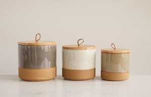 Ceramic Sugar <b>Jar</b> With Wooden Lid 14 Cm X 11 Cm Airtight Kitchen Storage Container Minimalist Design - Product Image 3