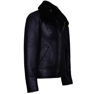 Blouson Bomber Personnalisé VORNEX INDUSTRY en Cuir Véritable Écologique 2026 Noir en Peau de Mouton Hiver avec Col Montant - Product Image 3