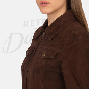 New Women's Brown <b>Suede</b> Panel Bomber <b>Jacket</b> High Quality Leather <b>Suede</b> Biker <b>Jacket</b> rugged soft <b>suede</b> leather <b>jacket</b> for women - Product Image 6