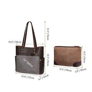 Premium Quality Custom Made Genuine Leather Water Resistant Laptop <b>Tote</b> <b>Bag</b> Vintage Office Shoulder Handbag Large Capacity Women - Product Image 4