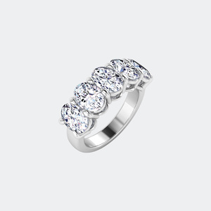 แหวนวงแหวนห้าเม็ดทรงวงรี 3.75 กะรัต ประดับเพชรแบบหนามเตย - Product Image 5