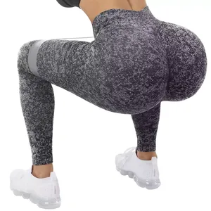 Nouveaux leggings de yoga décontractés taille haute longueur intégrale noirs à motif géométrique sans couture extensibles dans les quatre sens en Spandex et Polyester - Product Image 4