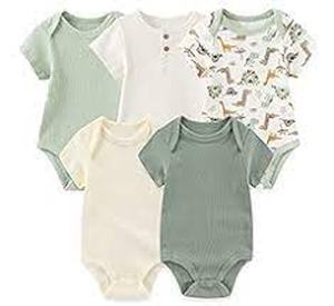 Combinaison courte unisexe pour bébé, imprimé petit lion, en tricot antibactérien, fibre de spandex/bambou, fermeture éclair bidirectionnelle YKK dissimulée - Product Image 2