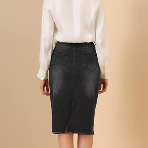 Faldas Vaqueras para Mujer 2026, Falda Vaquera Mini con Bordado de Patrón Cruzado, Falda Corta Elástica de Alta Calidad con Servicio OEM ODM - Product Image 4