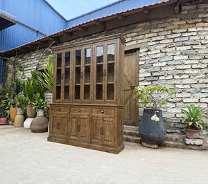 Estantería rústica de madera reciclada marrón, mueble de salón con vitrina para uso doméstico, procedente de Vietnam. - Product Image 5