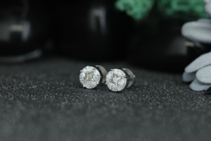 Round Cluster Moissanite Stud <b>Earrings</b> 925 Sterling Silver | Diamond Look Screw <b>Back</b> <b>Earrings</b> for Women - Product Image 4