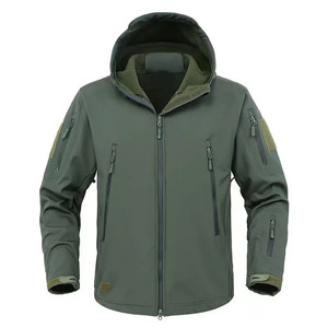 Veste softshell d'hiver pour homme, imperméable, pour sports de plein air, course à pied, avec capuche, matière toile respirante, fermeture éclair - Product Image 1