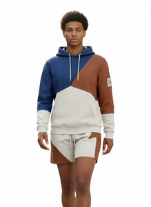 Sweat à capuche pour homme avec broderie de logo personnalisée de haute qualité - Ensemble court en molleton imprimé tendance, design à capuche personnalisable - Product Image 6