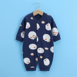 Combinaison Bébé Imprimée Dessin Animé en Coton Doux à Manches Longues avec Boutons Pression sur le Devant, Barboteuse sans Pieds pour Nouveau-né, Vêtement de Nuit pour Nourrisson, Vente en Gros OEM - Product Image 1