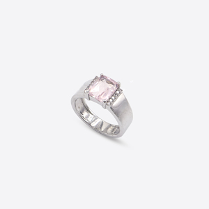 Bague en argent sterling 925 avec quartz rose naturel, plaquée rhodium, bijoux fins OEM ODM - Product Image 2