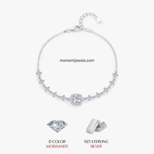 Pulsera de Plata de Ley 925 con Moissanita de Lujo para Mujer, Brillante, con Colgante Geométrico, Cadena de Cable, Bañada en Rodio, Estilo IG - Product Image 1