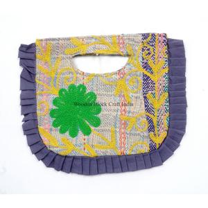 Luxury Trendy Classic Kantha messenger Bag Handmade Mixed Colors Magnetic Closure Ruffles Landscape Pattern Lightweight Foldable - Product Image 1