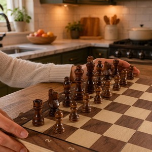 Juego de ajedrez de madera artesanal de lujo, tablero de ajedrez profesional Staunton, juego de mesa plegable con estuche de almacenamiento portátil para regalo - Product Image 5