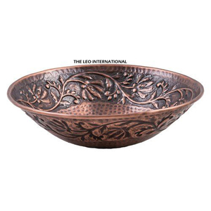 Hand-Hammered Antique Finish Kitchen Sink Copper Metal Handmade with Quartz <b>Round</b> Shape Wash <b>Basin</b> Household Supplies - Product Image 2