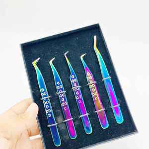 Wholesale Professional High Custom Logo Stainless Steel Eyelash Tweezers Multi-Theme Sustainable Russian Volume Boot <b>Light</b> - Product Image 4
