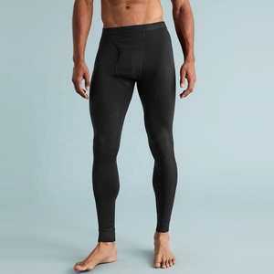 Leggings pour hommes en gros, longueur intégrale, blancs, en coton et élasthanne, taille élastique, respirants, couleur unie, pantalons de compression - Product Image 4