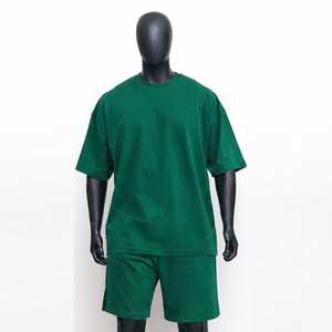 Conjunto de Camiseta y Pantalones Cortos Verdes para Hombre, Estilo Minimalista, Dos Piezas, Verano, Casual, Holgado, Deportivo, Streetwear - Product Image 1