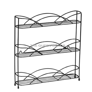 Modern Wall Mounted Double-Tier Storage Shelve With Shinny Polished Stainless Steel and Glass <b>Spice</b> <b>Rack</b> Unique Shaped Stylish - Product Image 3
