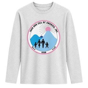 Light Grey Jack & Jill Crest Patch Embroidered Pullover Sweatshirt Long Sleeve Crew Neck Fleece <b>Top</b> with Ribbed Cuffs and Hem - Product Image 1