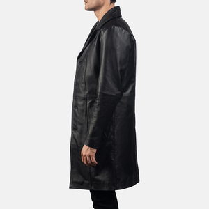 Manteau d'hiver pour homme en cuir véritable, imperméable, respirant, écologique, coupe ajustée, style trench-coat en laine, crocheté, vente en gros - Product Image 2