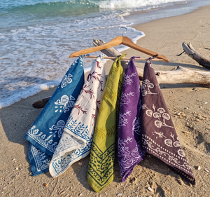 Indian Handmade Block Printed 100% Cotton Bandana-Unisex <b>Square</b> Headscarf & Neck <b>Scarf</b> Floral Pattern Casual Spring Summer Gift - Product Image 4
