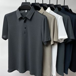 T-shirt pour homme à manches courtes en polyester/coton, tricoté, infroissable, personnalisé, décontracté, été, couleur unie, extensible - Product Image 3
