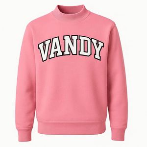 Sweat-shirt à col montant de qualité supérieure pour femme, coupe ample, épaules tombantes, uni, impression de logo personnalisée - Product Image 1