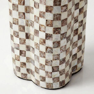 Tabourets à motif damier festonné, mosaïque artisanale en nacre, petite table d'appoint pour la décoration du salon et de la chambre - Product Image 5