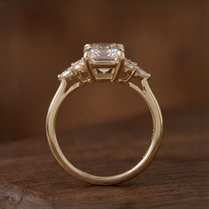 Bague tendance en or massif 14 carats avec diamant de laboratoire taille émeraude et marquise, couleur E, pureté VS1, pour fiançailles, mariage et anniversaire - Product Image 4