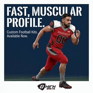 Ensemble d'uniformes de football américain sublimés personnalisés à contraste élevé rouge, noir et blanc - Jeunesse et Hommes Sialkot OEM avec nom d'équipe - Product Image 5