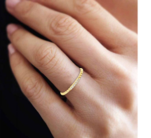 Minimalist Lab Grown Diamond Curved Wedding Band Gold <b>Dainty</b> Diamond Stackable <b>Ring</b> For Women Anniversary <b>Ring</b> - Product Image 4