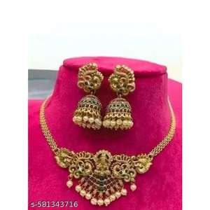 ÚLTIMO MODELO LAXMI, JUEGO DE JOYERÍA TRADICIONAL DEL SUREO DE LA INDIA, CON BAÑO DE ORO, CON GEMAS DE MODA, GARGANTILLA PARA MUJER, REGALO DE BODA - Product Image 1