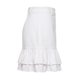 Women's Summer Solid Polyester/Cotton A-Line Frill Hem <b>Mini</b> Skirt Ruffle Detail Casual ODM Wholesale Factory Custom Logo | Low - Product Image 3
