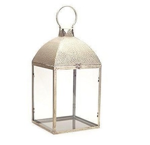 Lanterne en métal de qualité supérieure, finition blanche, forme rectangulaire, avec poignée, lanternes à bougies pour la décoration extérieure et intérieure - Product Image 6