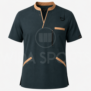 Medical <b>Scrub</b> Sets Woven Polyester/Cotton Custom Healthcare Uniforms for Men Needle Detection Seamless Fusing-Hospital Use OEM - Product Image 2