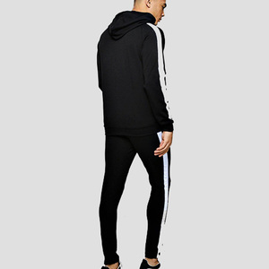 Conjunto Deportivo Personalizado para Hombre, Sudadera con Capucha Negra de Manga Larga, Pantalones de Color Sólido, Algodón, Corte Regular, Ropa de Otoño - Product Image 2
