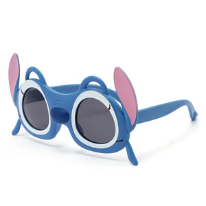 2025 Cartoon Children's Polarized <b>Sunglasses</b> for Girls and Boys, Silicone UV Protection <b>Sunglasses</b>, Wholesale, Cute Stitch Style - Product Image 1